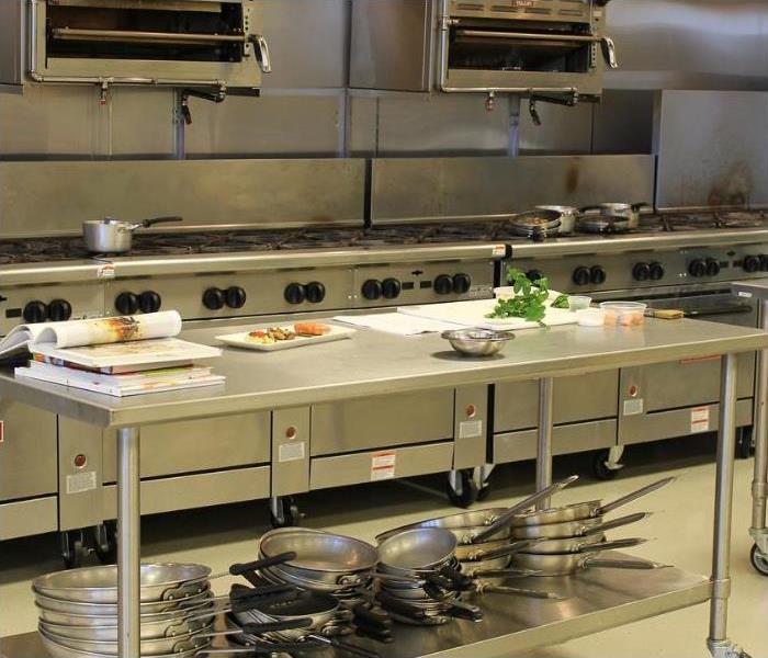 A commercial kitchen restored after fire damage 